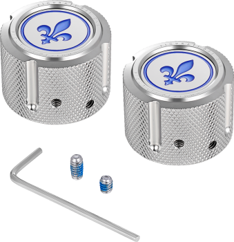 figurati_designs_front_blue_fleur-de-lis_logo_axle_nut_cover_multi_fit_silver