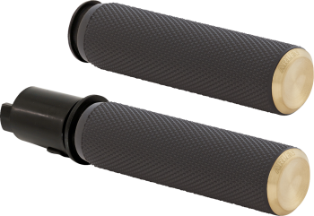 ARLEN_NESS_Knurled_Grips_2024-Bagger_Black_with_Brass_Ends_Throttle_by_Wire