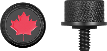 Red Maple Leaf on Black Seat Screw