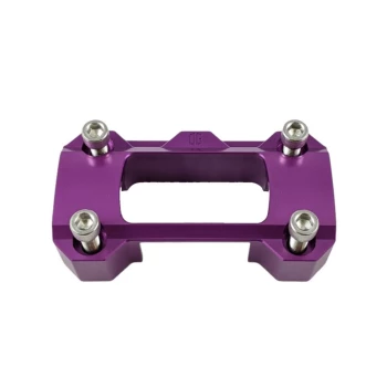 ORIGINAL_GARAGE_MOTO_OG_8_5_Pull_Back_Risers_with_OEM_Digital_Gauge_Cut_Out_2018-M8_Softails_Aluminium_Finish_with_Purple_Top_Clamp
