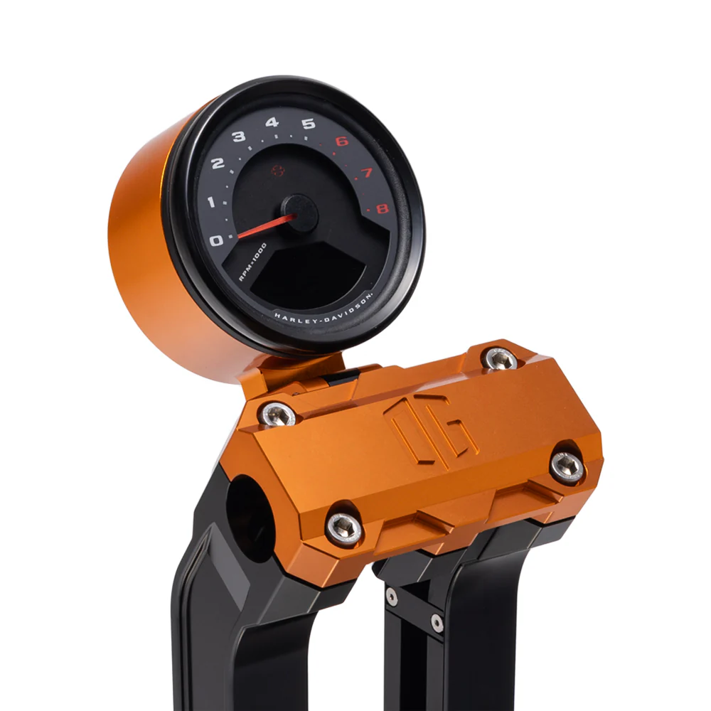 original_garage_moto_single_billet_gauge_pod_rear_mount_orange
