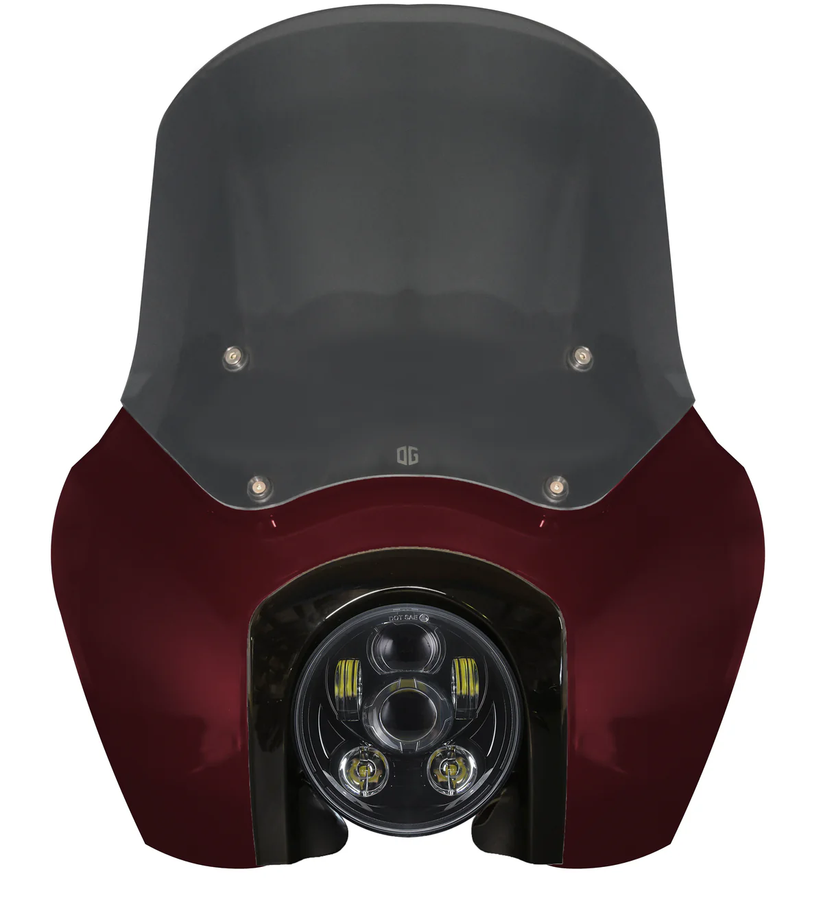 ORIGINAL_GARAGE_MOTO_Midnight_Crimson_Softail_Low_Rider_S_Complete_T-Sport_Fairing_Kit_2020-Low_Rider_S_5_75_OG_Projector_LED_Headlight_with_Black_Bucket_12_Clear_Windshield